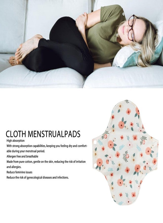 Zetiling 5pcs Reusable Menstrual Pads, Cloth Pads for Women, Reusable Period Pads, Reusable Pads for Women Washable Sanitary Napkins Reusable Cloth Menstrual Pads Breathable Feminine Pads - Image 2